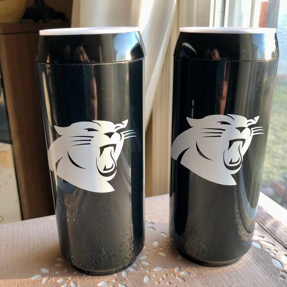 NWT 2 NFL Carolina Panthers Slim Plastic Can Drink Holders - Picture 1 of 9